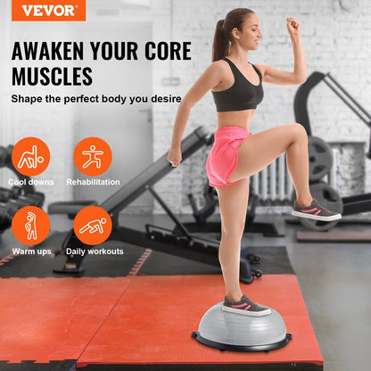 Half Ball Balance Trainer, 300 kg Capacity, with Bands & Pump for Home Workouts