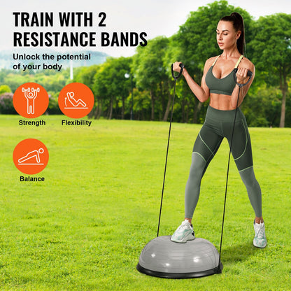 Half Ball Balance Trainer, 300 kg Capacity, with Bands & Pump for Home Workouts