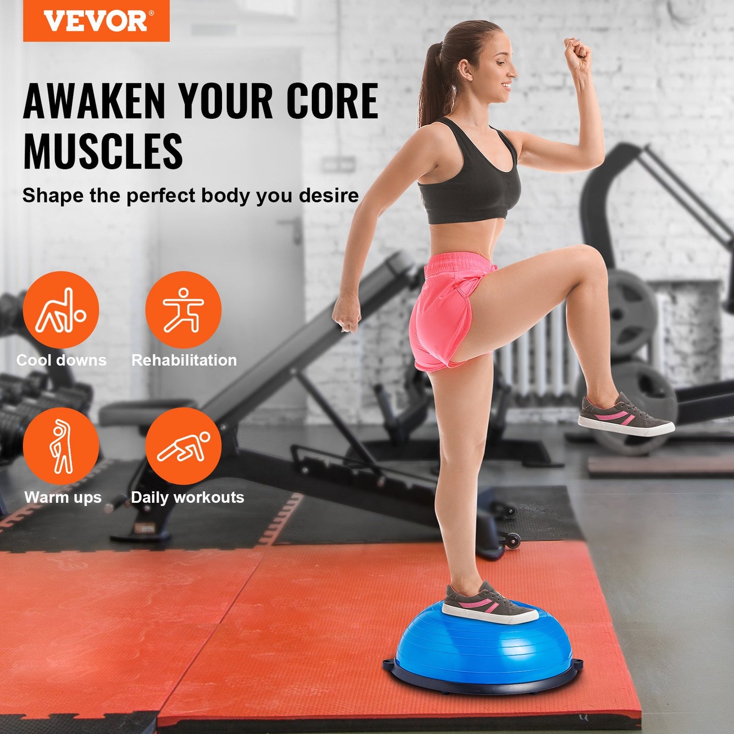VEVOR Half Exercise Ball Trainer, 23 inch Balance Ball Trainer, 660lbs Capacity