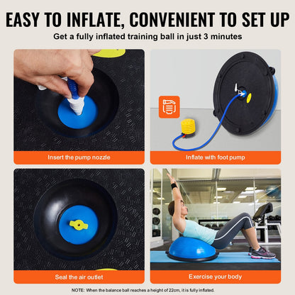 Balance Trainer Ball with Resistance Bands, 300 kg Capacity, Blue (0.6m Diameter)