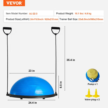 Balance Trainer Ball with Resistance Bands, 300 kg Capacity, Blue (0.6m Diameter)