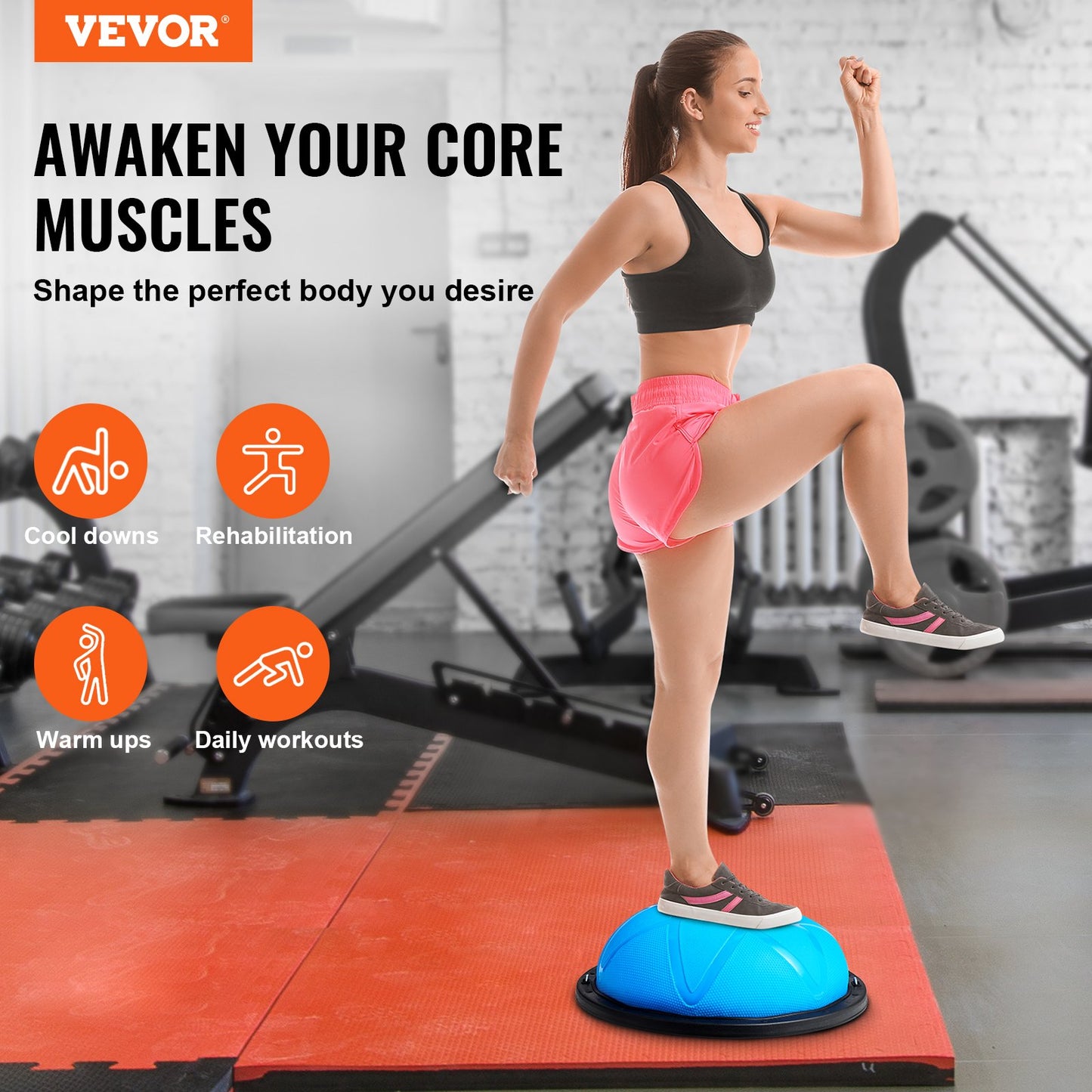 VEVOR Half Exercise Ball Trainer, 23 inch Balance Ball Trainer, 660 lbs Capacity