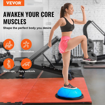 Half Balance Ball Trainer with Resistance Bands, 300 kg Capacity, Blue