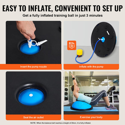 VEVOR Half Exercise Ball Trainer, 23 inch Balance Ball Trainer, 660 lbs Capacity