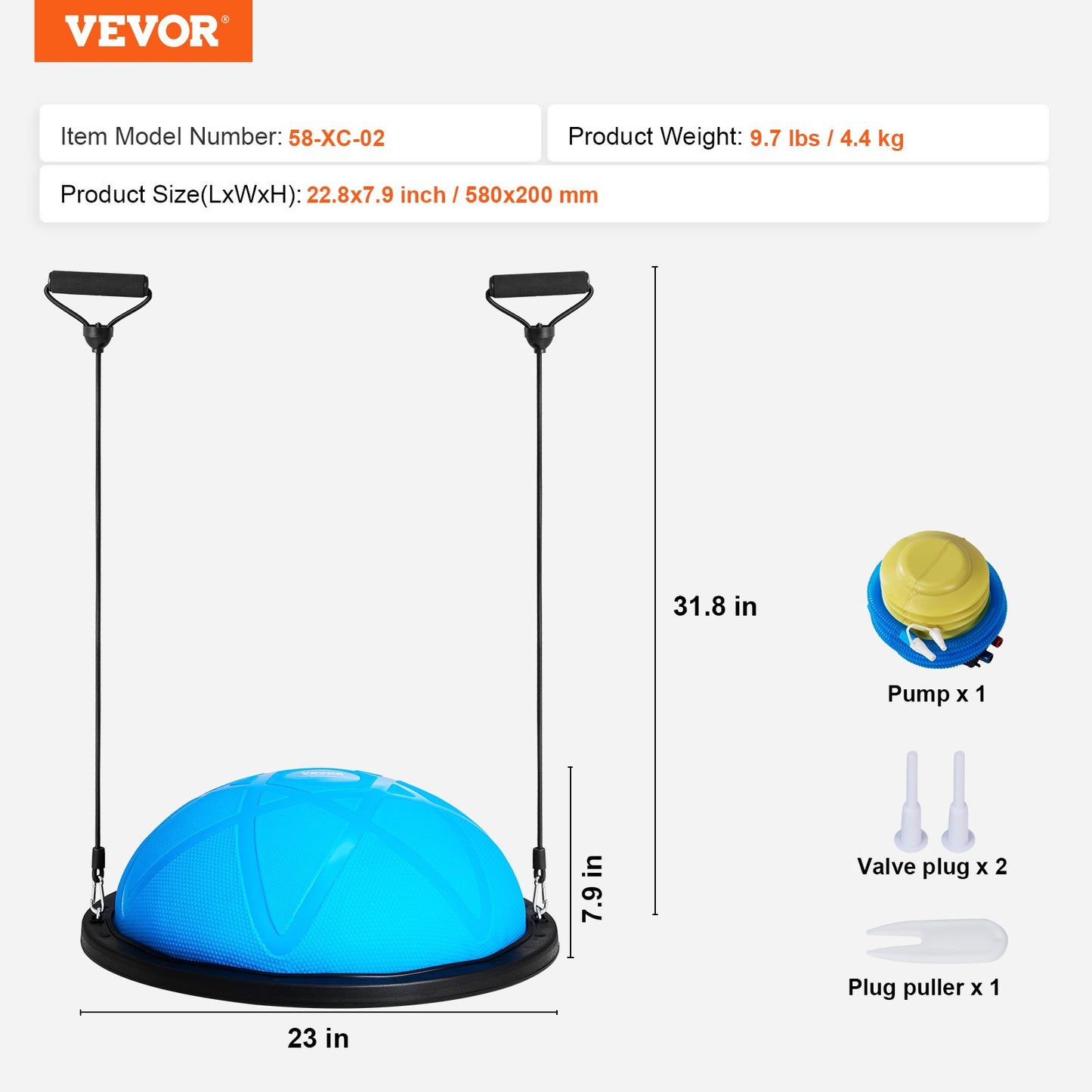 VEVOR Half Exercise Ball Trainer, 23 inch Balance Ball Trainer, 660 lbs Capacity