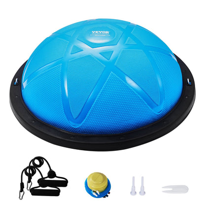Half Balance Ball Trainer with Resistance Bands, 300 kg Capacity, Blue