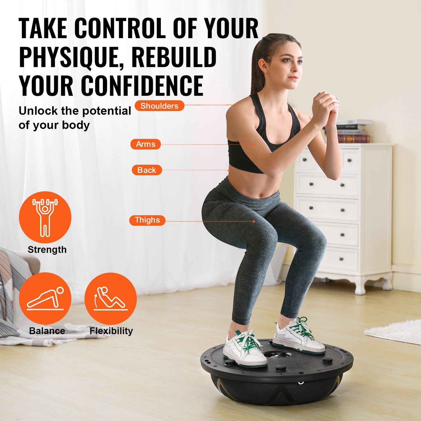 VEVOR Half Exercise Ball Trainer, 23 inch Balance Ball Trainer, 660 lbs Capacity