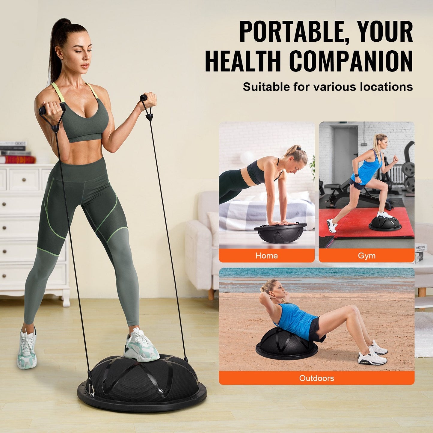 Half Balance Ball Trainer, 300 kg Capacity, 0.58 m Diameter, Home Gym Fitness