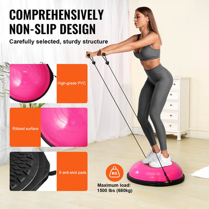 VEVOR Half Exercise Ball Trainer, 26 inch Balance Ball Trainer, 1500lbs Capacity