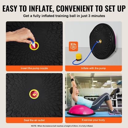 VEVOR Half Exercise Ball Trainer, 26 inch Balance Ball Trainer, 1500lbs Capacity