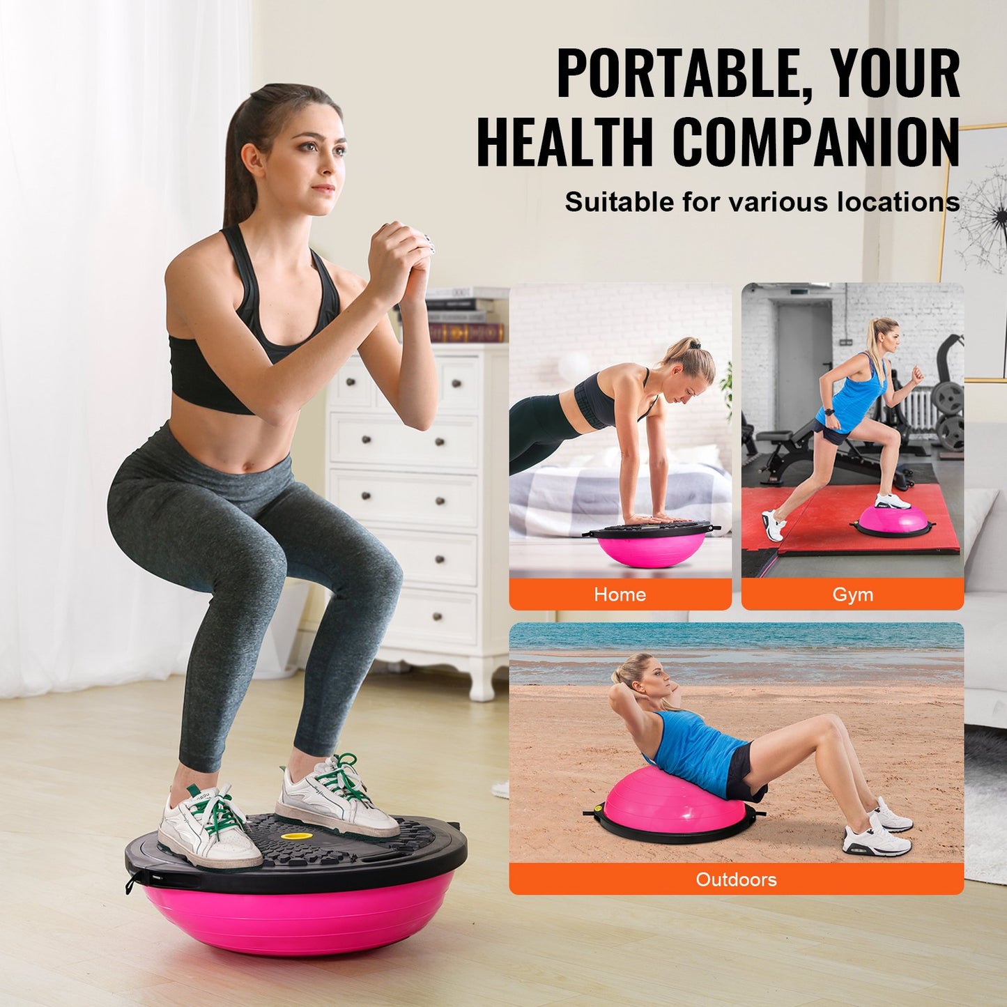 VEVOR Half Exercise Ball Trainer, 26 inch Balance Ball Trainer, 1500lbs Capacity