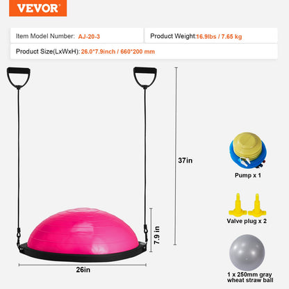 VEVOR Half Exercise Ball Trainer, 26 inch Balance Ball Trainer, 1500lbs Capacity