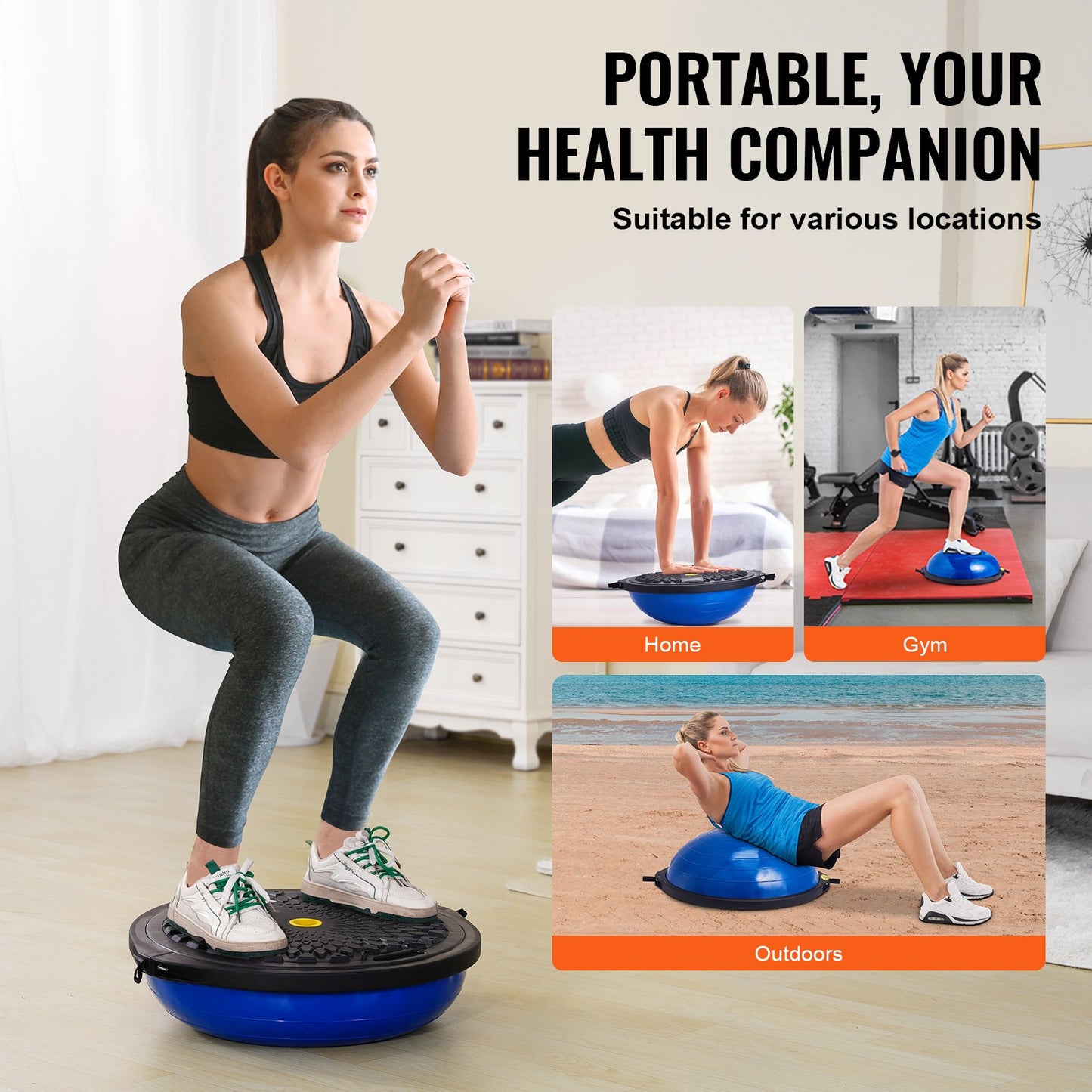 VEVOR Half Exercise Ball Trainer, 26 inch Balance Ball Trainer, 1500lbs Capacity