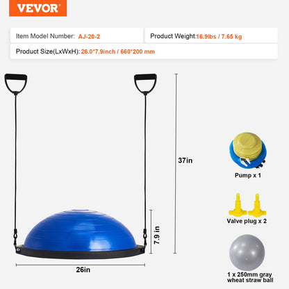 VEVOR Half Exercise Ball Trainer, 26 inch Balance Ball Trainer, 1500lbs Capacity