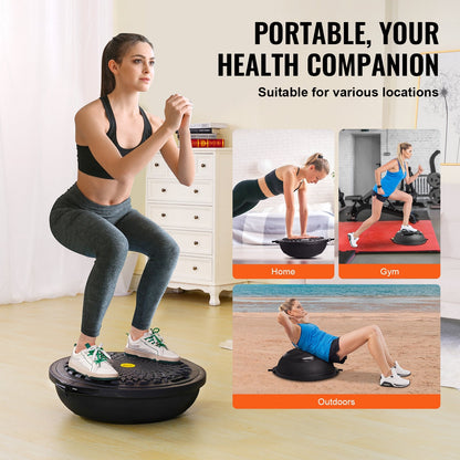 Half Balance Ball Trainer, 0.66m Diameter, 680kg Capacity, with Resistance Bands