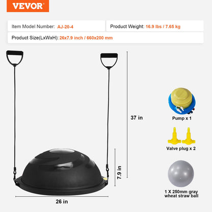 VEVOR Half Exercise Ball Trainer, 26 inch Balance Ball Trainer, 1500lbs Capacity