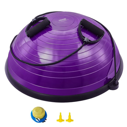 Purple Half Balance Ball Trainer with Resistance Bands, 300 kg Capacity, 0.6 m