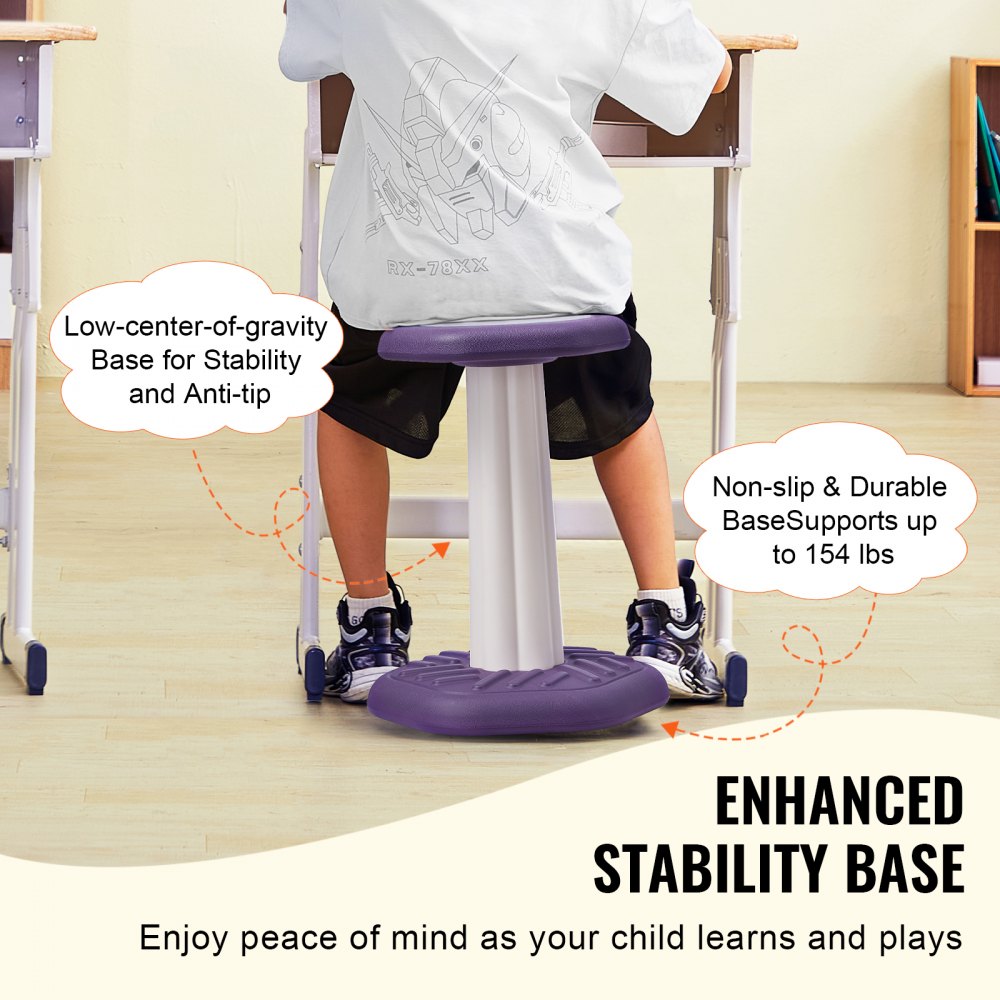 Kids Wobble Chair Active Chair with Sponge Cushion for Age 7-14 Purple