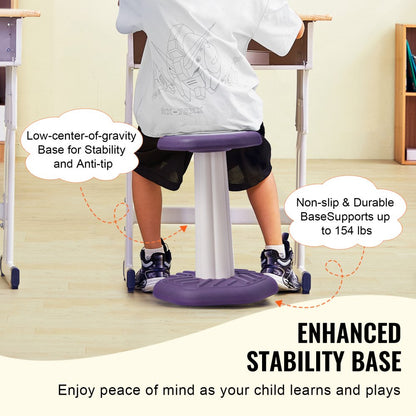 Kids Wobble Chair Active Chair with Sponge Cushion for Age 7-14 Purple