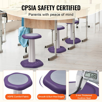 Kids Wobble Chair Active Chair with Sponge Cushion for Age 7-14 Purple