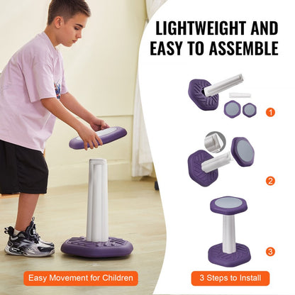 Kids Wobble Chair Active Chair with Sponge Cushion for Age 7-14 Purple