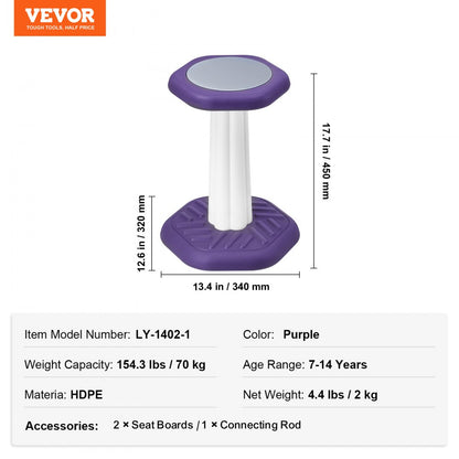 Kids Wobble Chair Active Chair with Sponge Cushion for Age 7-14 Purple