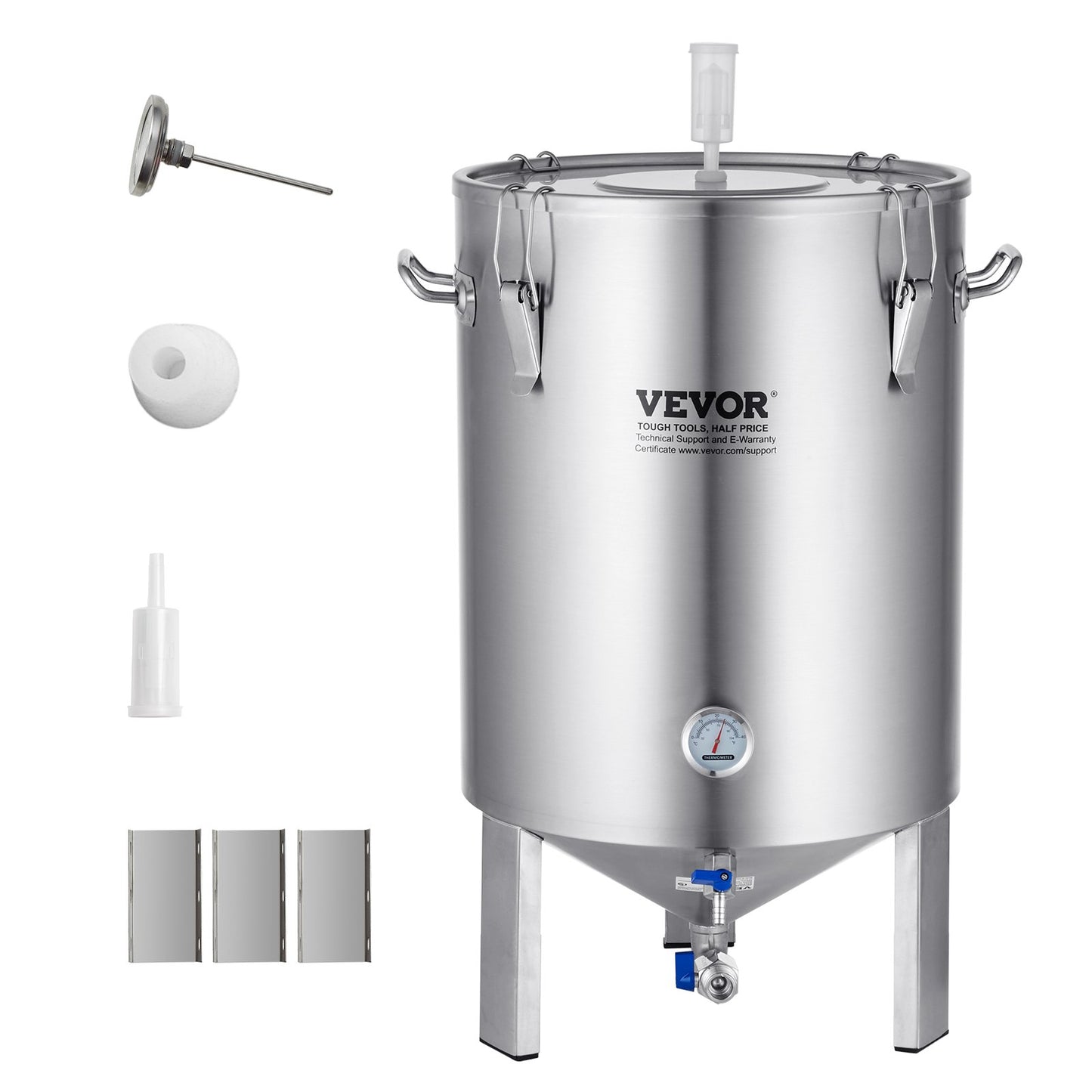 VEVOR 304 Stainless Steel Kettle, 16 GALLON Beer Brew Fermentor, Brew Bucket Fermentor