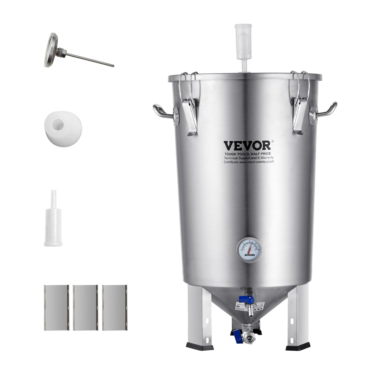 VEVOR 304 Stainless Steel Kettle, 8 GALLON Beer Brew Fermentor, Brew Bucket Fermentor