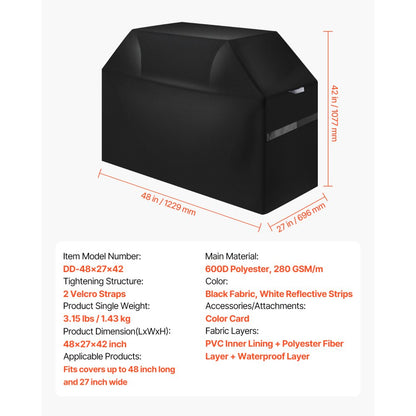 VEVOR 48 inch Grill Cover Heavy Duty BBQ Gas Grill Cover Outdoor Waterproof