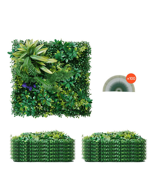 VEVOR Artificial Grass Wall Panels 12 PCS 20 x 20 inch 3D Greenery for Decor