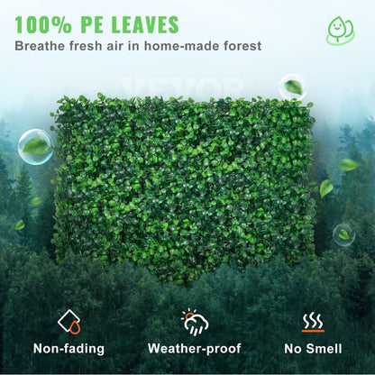 12-Piece 0.25x0.25m Artificial Boxwood Panels - UV-Protected Privacy Screen