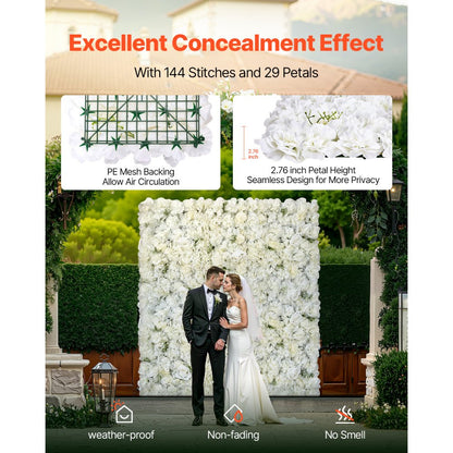 VEVOR 3D Flower Wall Panel 24 PCS 15 x 15 inch Artificial Floral Background for Wedding