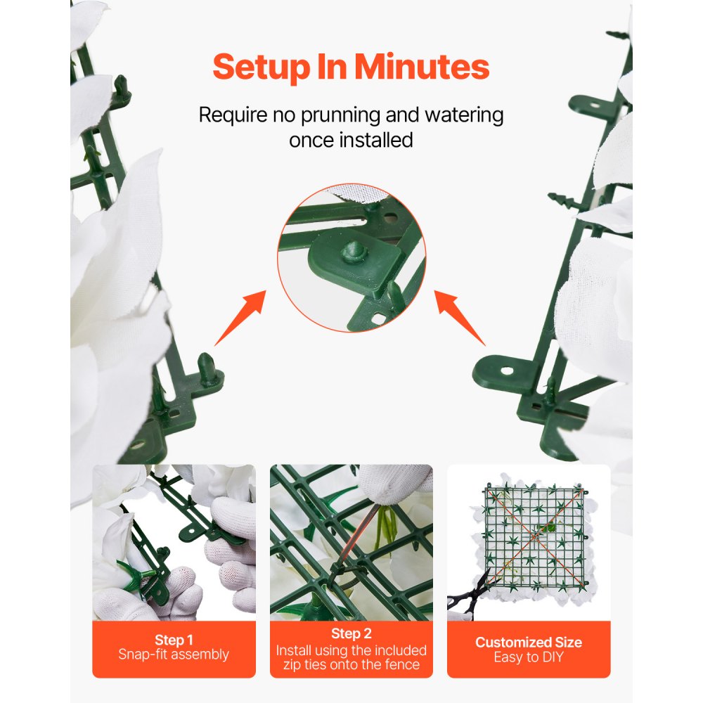 VEVOR 3D Flower Wall Panel 24 PCS 15 x 15 inch Artificial Floral Background for Wedding