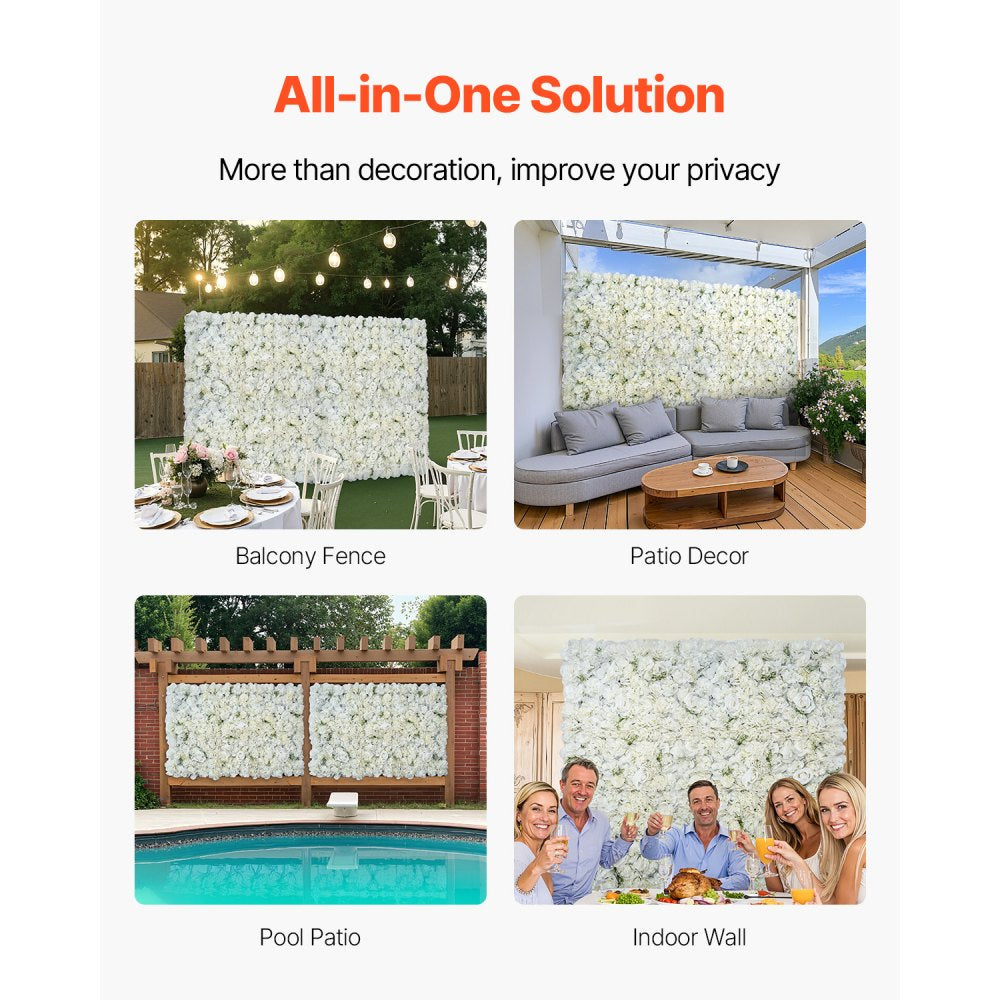 VEVOR 3D Flower Wall Panel 24 PCS 15 x 15 inch Artificial Floral Background for Wedding