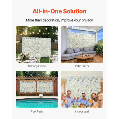 VEVOR 3D Flower Wall Panel 24 PCS 15 x 15 inch Artificial Floral Background for Wedding