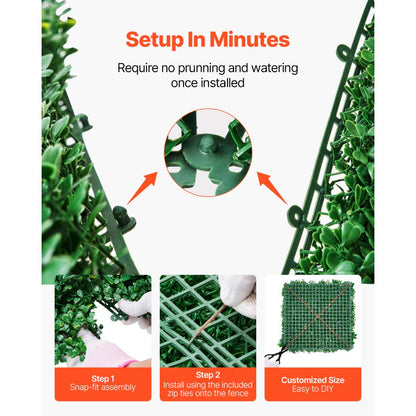 VEVOR Artificial Grass Wall Panels 8 PCS 20 x 20 inch 3D Greenery for Decor