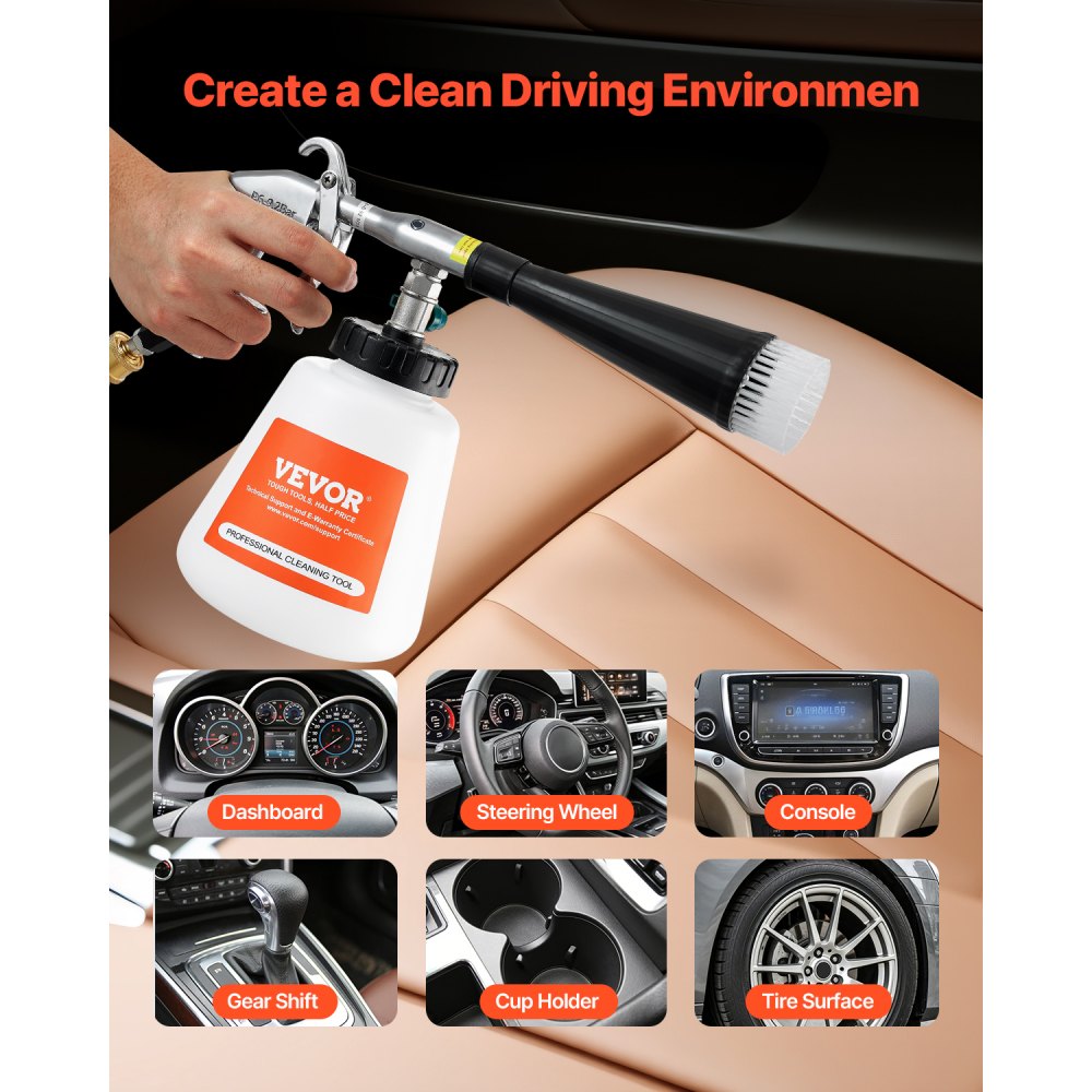 Car Cleaning Gun 6-9.2Bar High-Pressure Air Blow Gun with 1L Liquid Bottle