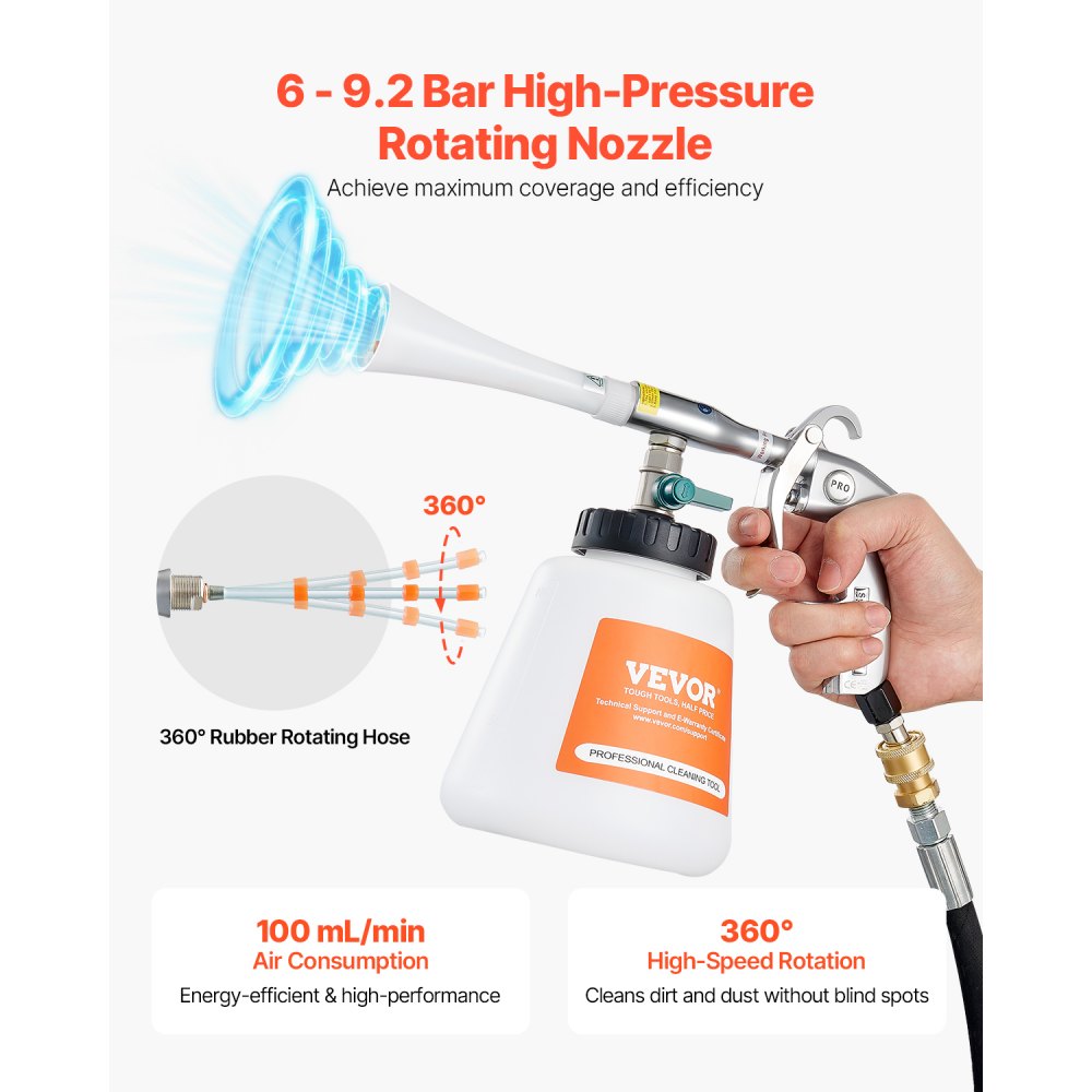 Car Cleaning Gun 6-9.2Bar High-Pressure Air Blow Gun 1L Liquid Bottle