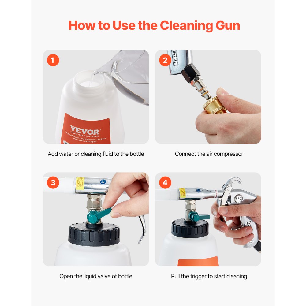 Car Cleaning Gun 6-9.2Bar High-Pressure Air Blow Gun 1L Liquid Bottle