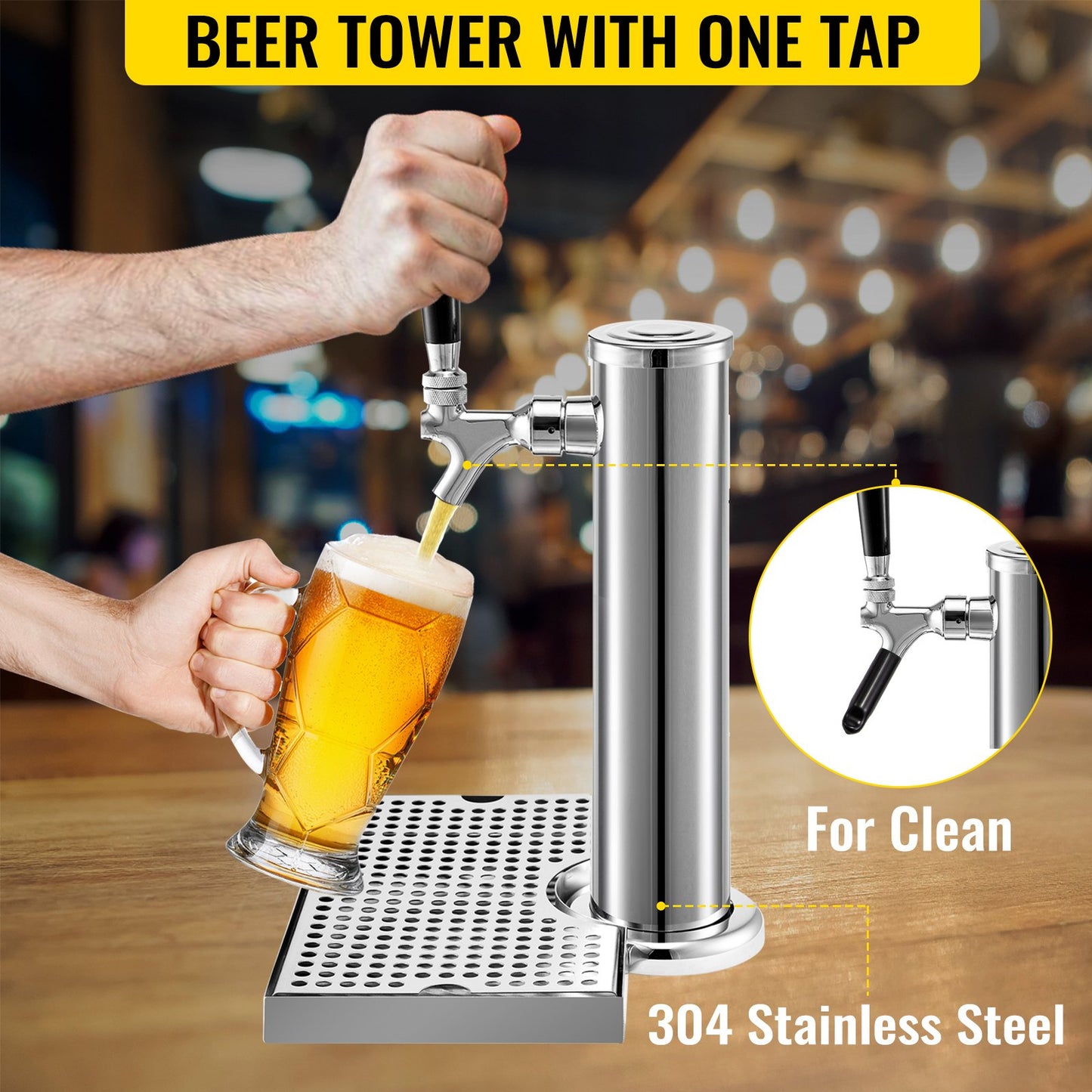 VEVOR Kegerator Tower Kit, Single Tap Beer Conversion Kit, No Tank Keg Conversion