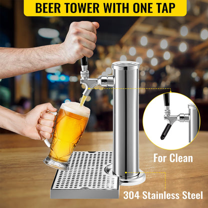 VEVOR Kegerator Tower Kit, Single Tap Beer Conversion Kit, No Tank Keg Conversion
