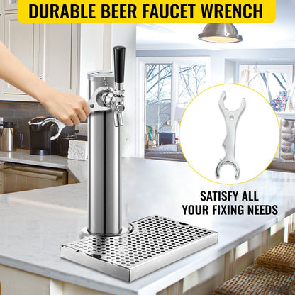 Single Tap Beer Kegerator Kit with Stainless Steel Tower & Dual Gauge Regulator