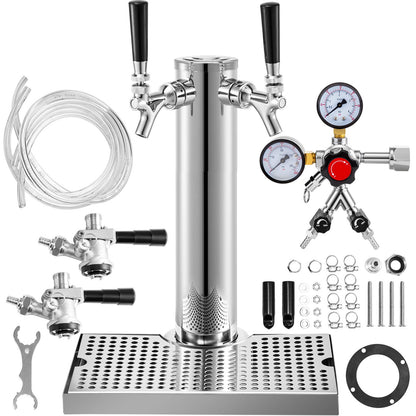 VEVOR Kegerator Tower Kit, Double Tap Beer Conversion Kit, No Tank Keg Conversion