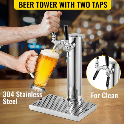 VEVOR Kegerator Tower Kit, Double Tap Beer Conversion Kit, No Tank Keg Conversion