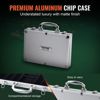 200-Piece Poker Set with Aluminum Case - 11.5g Chips, Cards, Dice, & Buttons