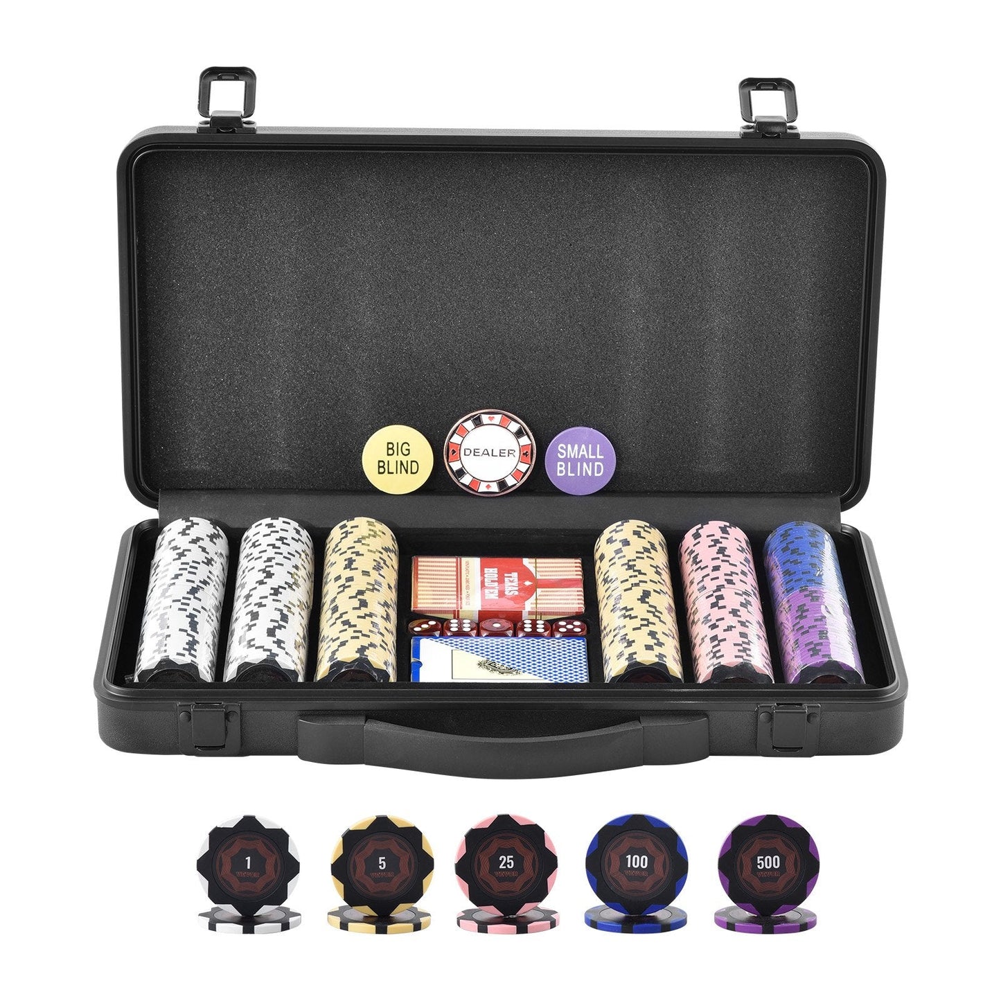 300-Piece Casino Clay Poker Set with Case, Cards & Dice for Casino Games
