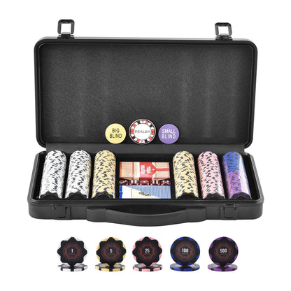 300-Piece Casino Clay Poker Set with Case, Cards & Dice for Casino Games