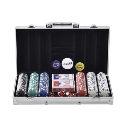 Poker Chip Set, 300-Piece Poker Set, Complete Poker Playing Game Set with Aluminum Carrying Case, 11.5 Gram Casino Chips