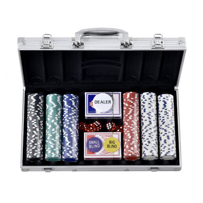Poker Chip Set, 300-Piece Poker Set, Complete Poker Playing Game Set with Aluminum Carrying Case, 11.5 Gram Casino Chips