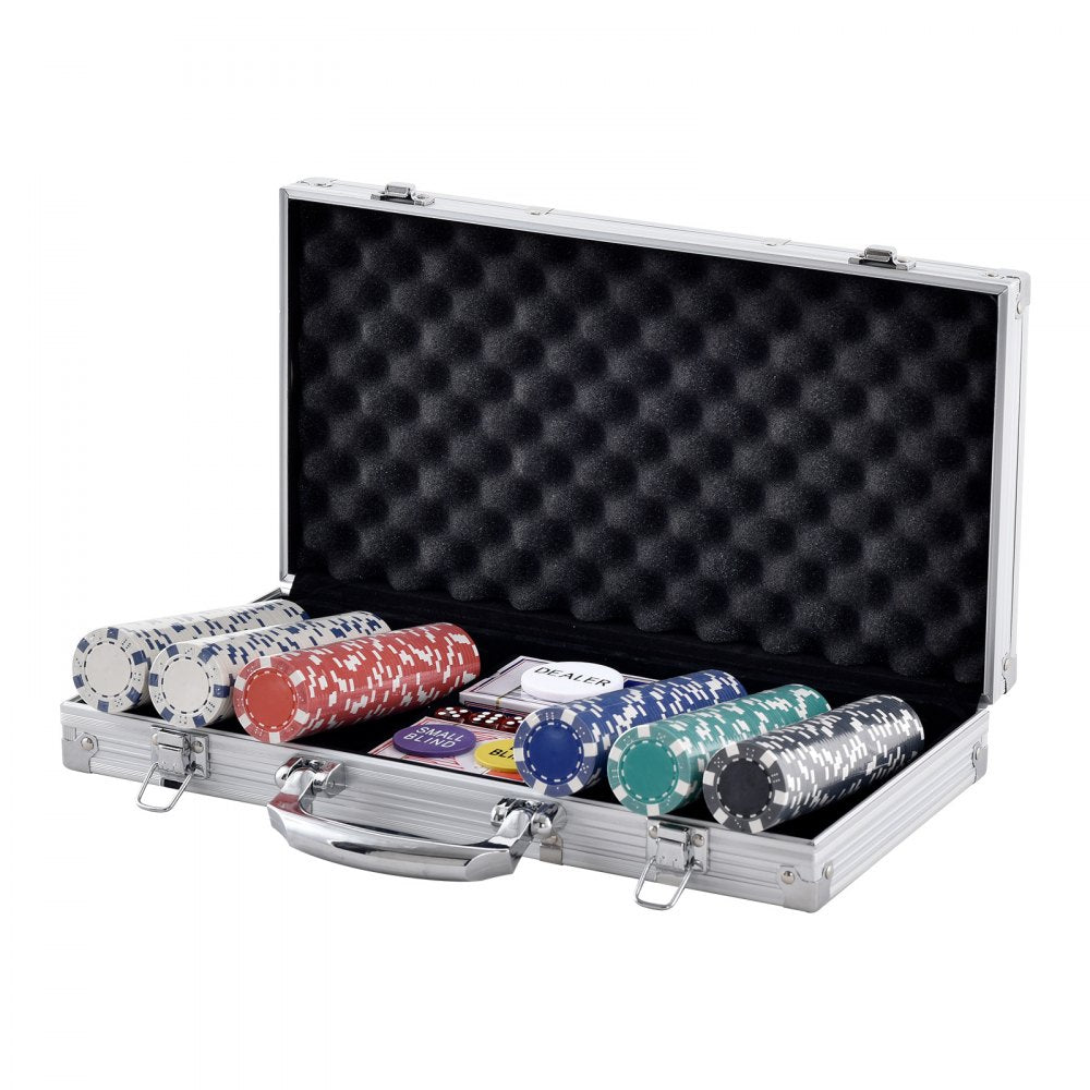 Poker Chip Set, 300-Piece Poker Set, Complete Poker Playing Game Set with Aluminum Carrying Case, 11.5 Gram Casino Chips